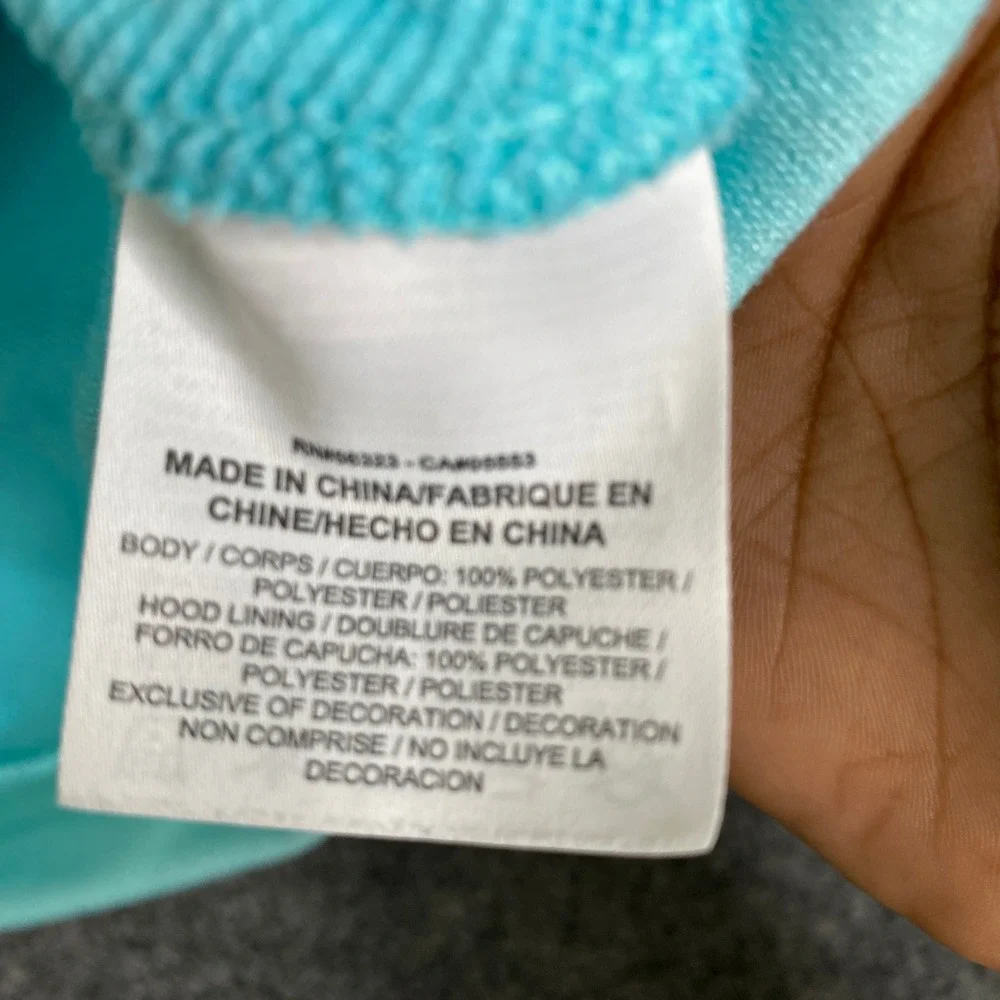 Nike Dri-FIT Girls Full Zip Short Sleeve Hoodie Aqua Blue 859966-446 Large